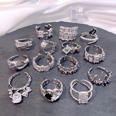 小眾高級感輕奢微鑲滿鑽鋯石系列開口戒指極簡奢華ins風開口指環