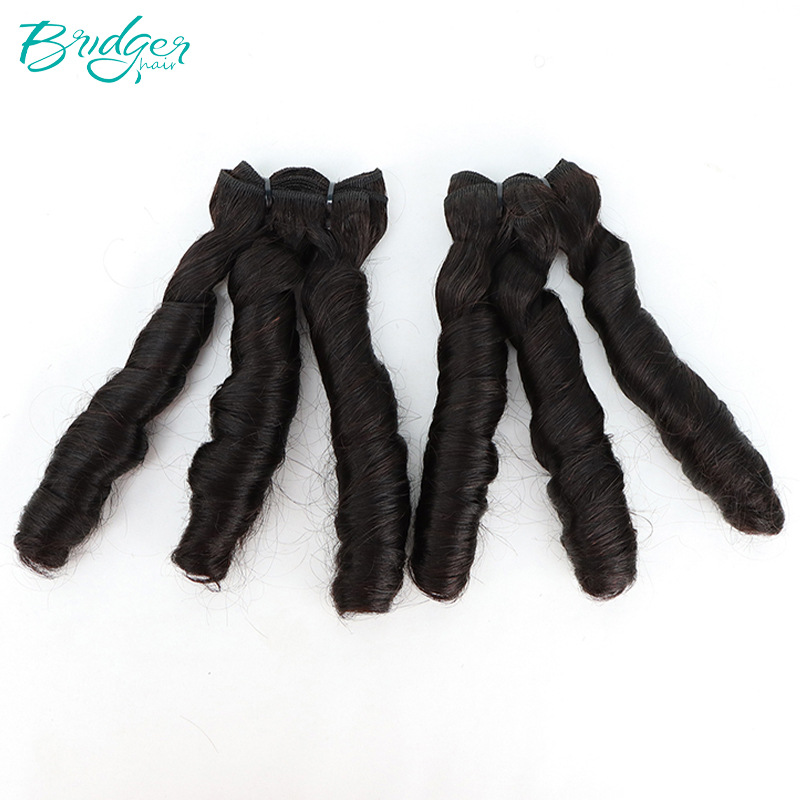 Zwei-Gang-Haarvorhang, doppelt gezogen, Fumi, natürliche Farbe, Echthaar, Shun-Haarperücke_voghion.com