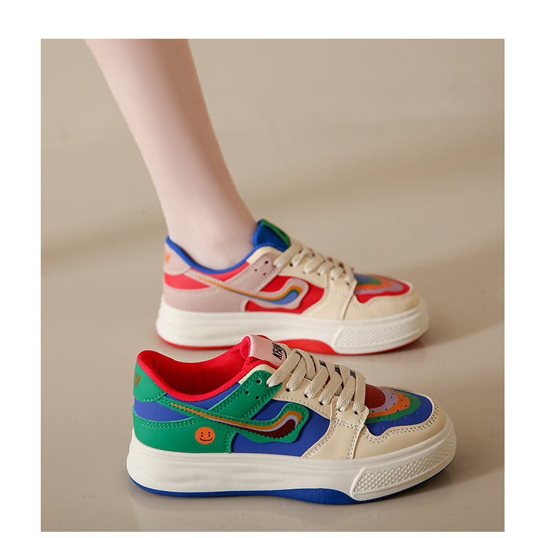 Casual Color Matching Rainbow Mandarin Duck Piccole scarpe bianche Donna 2023 nuova marea primaverile in scarpe sportive con fondo spesso rosso netto_voghion.com