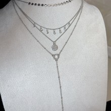 欧美跨境饰品 多层合金圆牌圆珠长款项链女 时尚复古个性新款项饰