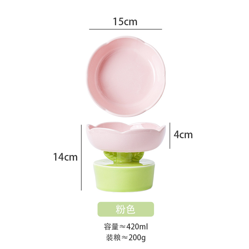 Nueva mascota de cerámica gato alto pie cuello protección gato cuenca alto pie agua potable gran diámetro tazón gato comida vajilla al por mayor suministros