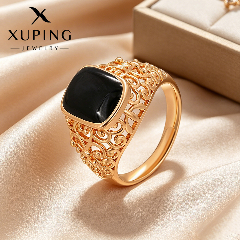 Xuping joyería hueco diseño retro anillo de aleación de cobre chapado 18k color nicho temperamento anillo transfronterizo al por mayor