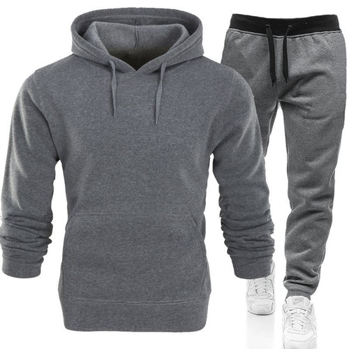 Men's Sports 180g Hooded Solid Color Two-Piece Set Including Hoodie, T-Shirt, and Sports Pants