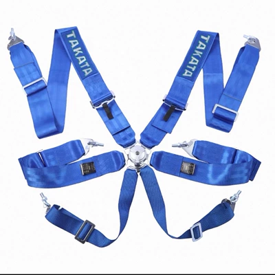 Car seat belt, New TAKAT racing - blue-six-point-type