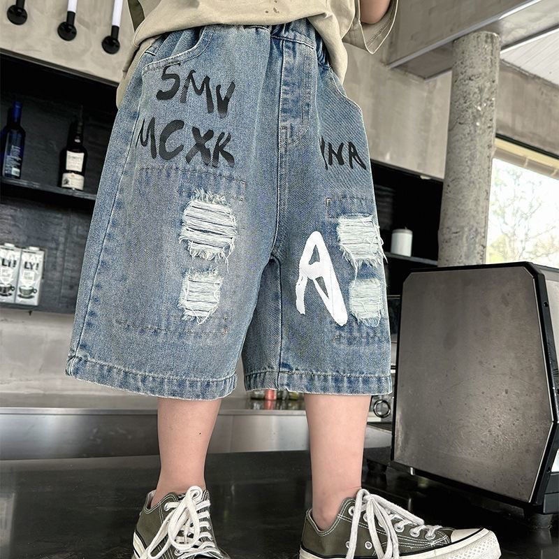 Niños y niñas, ropa de niños, jeans, pantalones cortos, pantalones de verano sueltos, pantalones para niños, pantalones agujeros. image 6