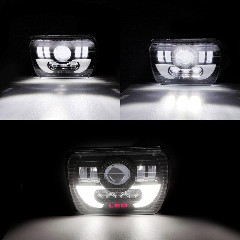 Cross-Border Hot Selling 7inch Square Wrangler Horn Headlight Off-Road Vehicle Modified Headlight Car Headlight