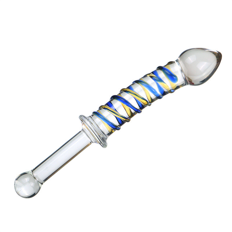 Glass Double-Ended Dildo, Manual Anal Beads & G-spot Wand, Red Crystal Design — detail image 19