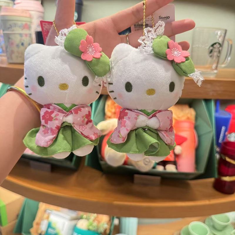 日系卡通动漫灯芯绒卷毛摇粒绒KT猫钥匙扣挂件公仔女生背包挂饰|undefined