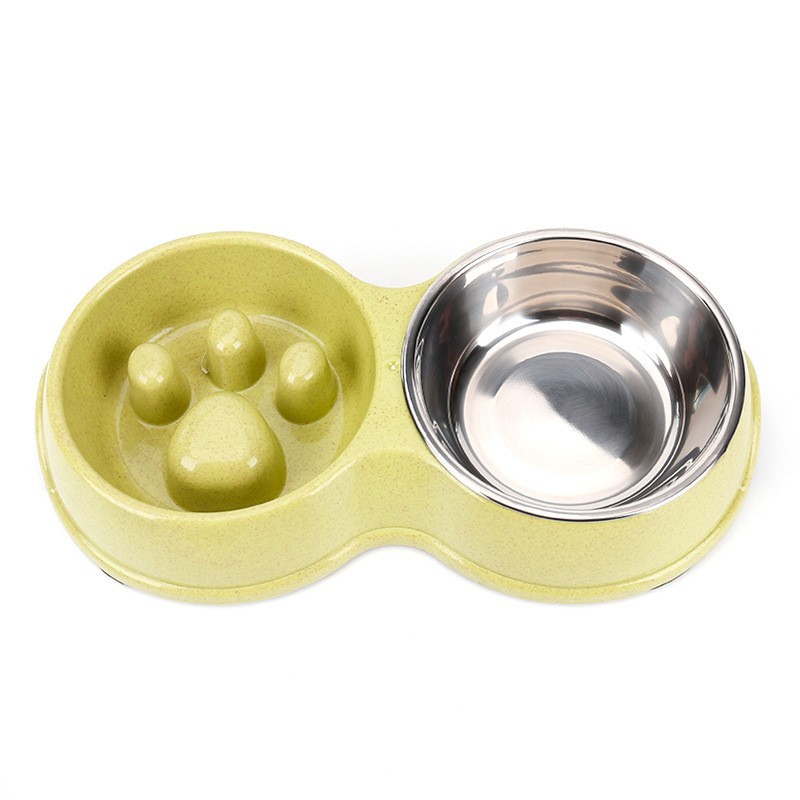 Gato Tazón de acero inoxidable perro tazón antidetonante mascota doble tazón alimentación de agua potable integrado cóncavo-convexo Slow Food Bowl ventas directas de la fábrica