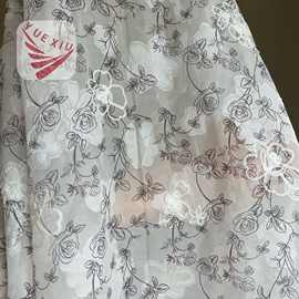 印花雪纺提花剪花 梅花刺绣绣花纱 汉服装饰布DIY童装LOLITA软纱