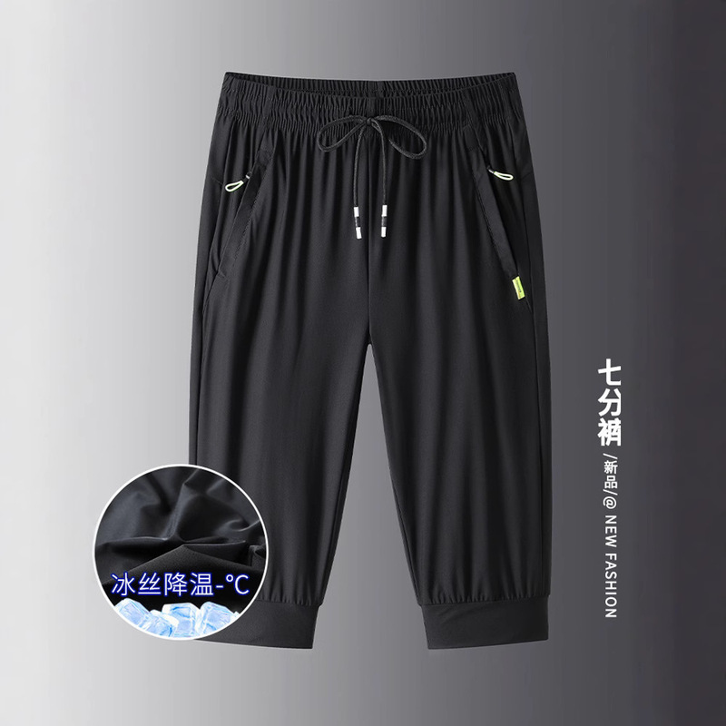 Summer Casual Pants Capri Pants Men's Quick-drying Pants Sports Pants Ice Silk Plus Large Size 7 Pants Men's Shorts