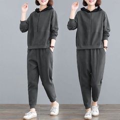 运动套装女宽松大码卫衣休闲服春秋季2025两件套韩版时尚新款连帽