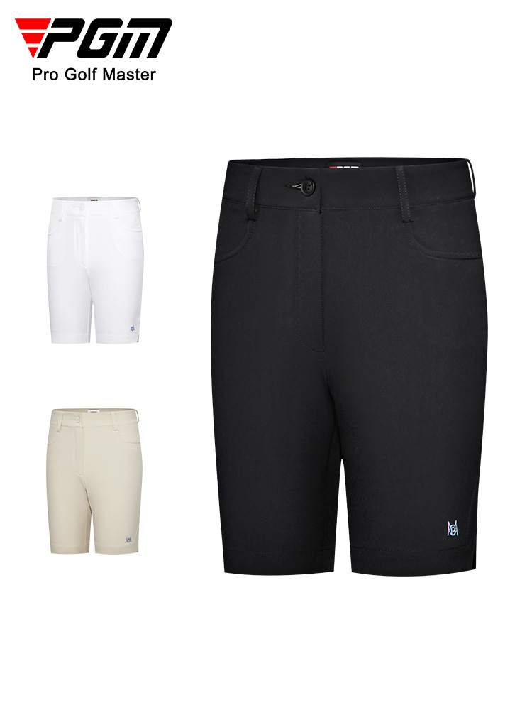Quần short golf nữ PGM cạp cao ống đứng thể thao mùa hè — KUZ148-Đen, KUZ148-Kaki, KUZ148-màu trắng