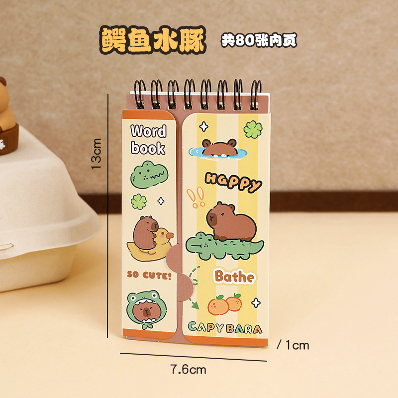 Capibara Inglés palabra cuaderno de memoria puede ocultar portátil de bolsillo cuaderno de notas cuaderno de notas