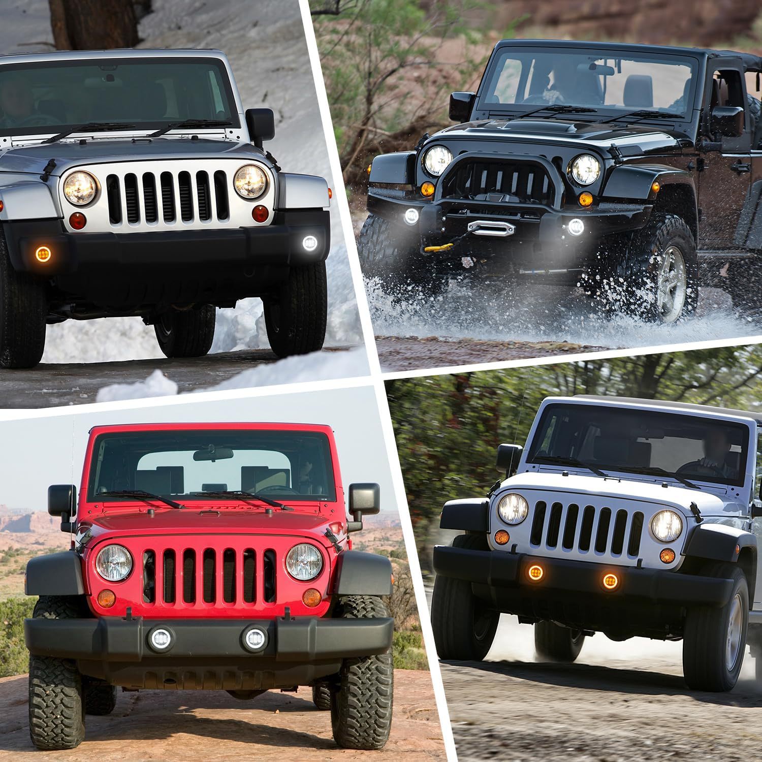 Cross-Border In-Stock 30W Angel Eye Fog Lights Car Led Work Lights 4inch Wrangler Fog Light Modification Led Off-Road Lights
