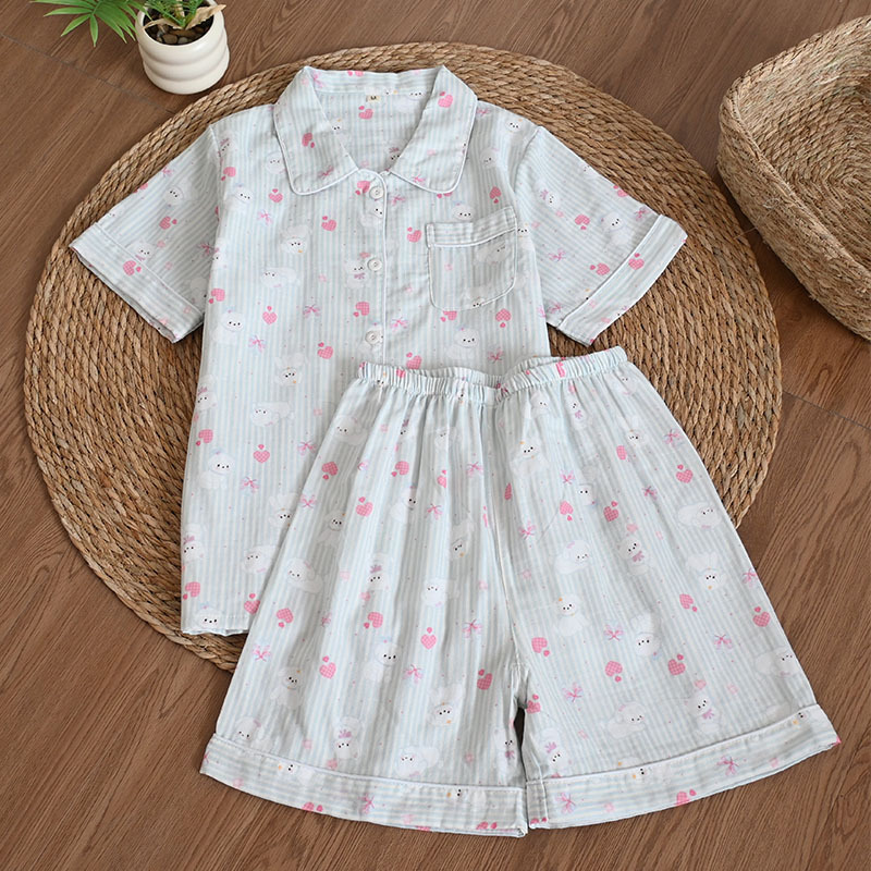 줄무늬 구름 개 반팔 반바지