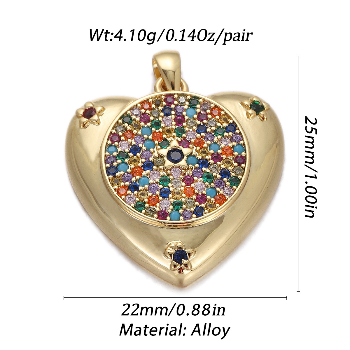 17g Weight Pendant Jewelry Making Type Gold Plated Plating Material Zircon Inlay Material 1 Piece Quantity Holiday, Daily Occasion Copper Material Letter, Heart Shape Pattern Women's Gender Enamel Design Simple Style Style 1 Piece Copper Zircon Gold Plated Letter Heart Shape Pendant 4