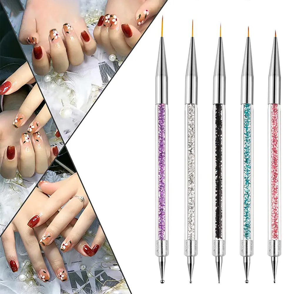 5 PCs double-headed point drill pen drawing pen point bead point flower needle acrylic rod nail brush suit nail tools