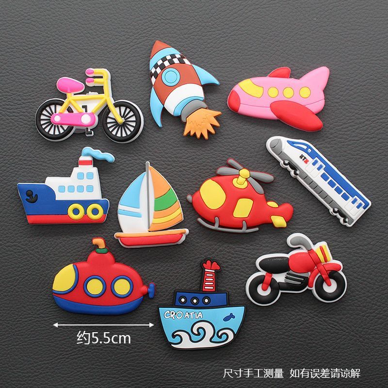 Pegatinas magnéticas pegatinas de refrigerador pegatinas creativas dibujos animados lindos un conjunto de automóviles pegatinas de educación temprana para niños antichoque