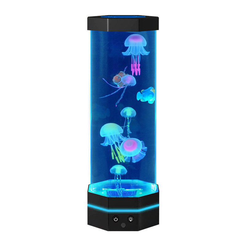 Aquario de medusas de control remoto LED luz nocturna USB descompresión nueva decoración dinámica flotante ornamental luz de atmósfera ornamental