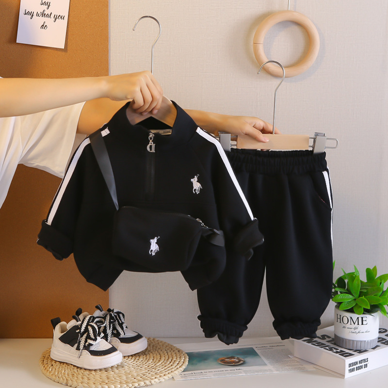 1〜5歳の男の子と女の子のための国境を越えたスポーツ服、新しい子供の春と秋のキャンパスツーピーススーツ、トレンディな子供服卸売|undefined