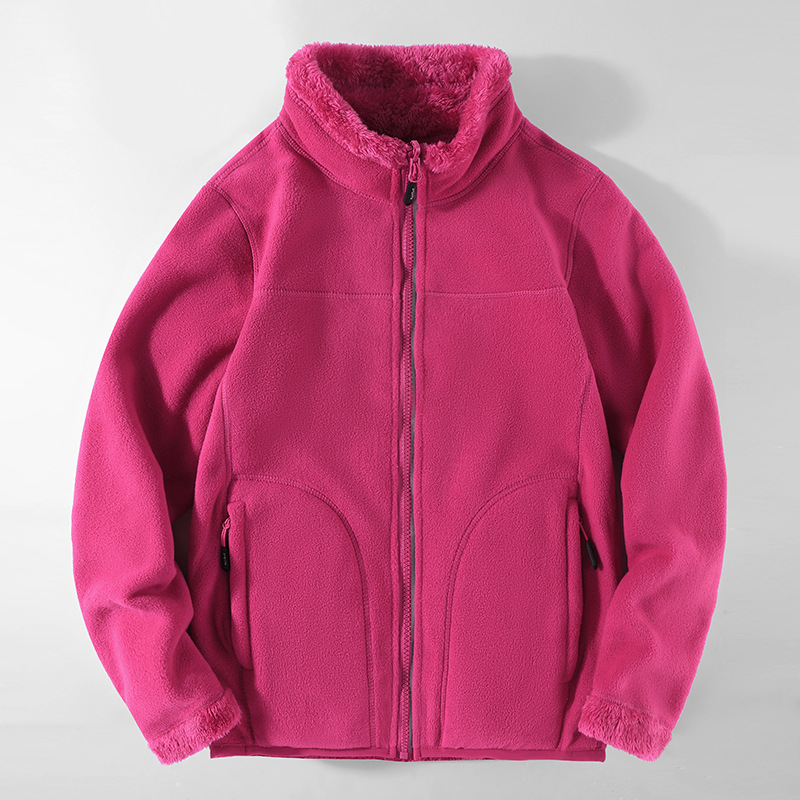 Doble cara para uso de pareja al aire libre chaqueta de terciopelo para hombres y mujeres otoño y invierno más terciopelo grueso abrigo de terciopelo de coral cálido chaqueta de terciopelo de grano agitado