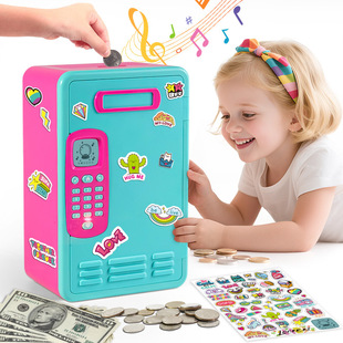 Cross-Border New Product Savings Cabinet Piggy Bank Can Be Entered and Exited Large-Capacity Automatic Money Rolling Password Box Piggy Bank Comes with Stickers