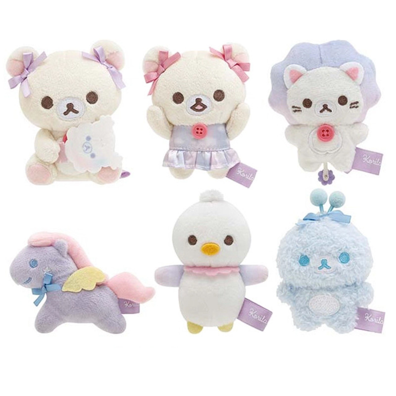 Japanese Cute Sanrio Rilakkuma Fantasy Marshmallow Bear Girl Alien Rainbow Horse Plush Toy Birthday Pendant