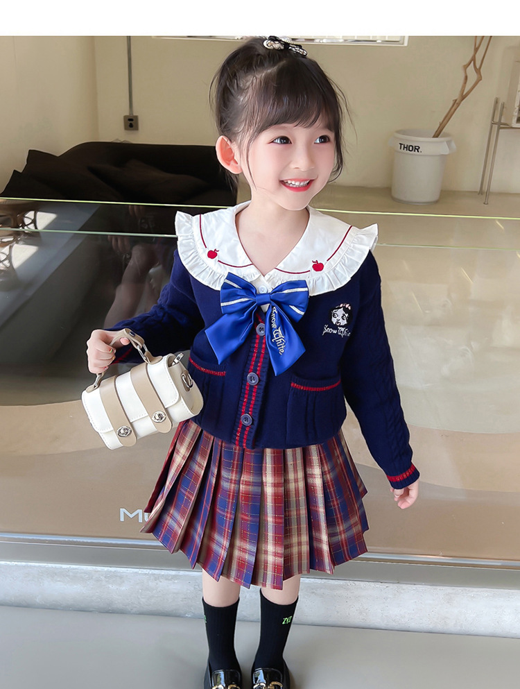 Niña otoño vestido 2022 nuevo niño aire chic suéter overfalda otoño bebé JK uniforme set pic 8