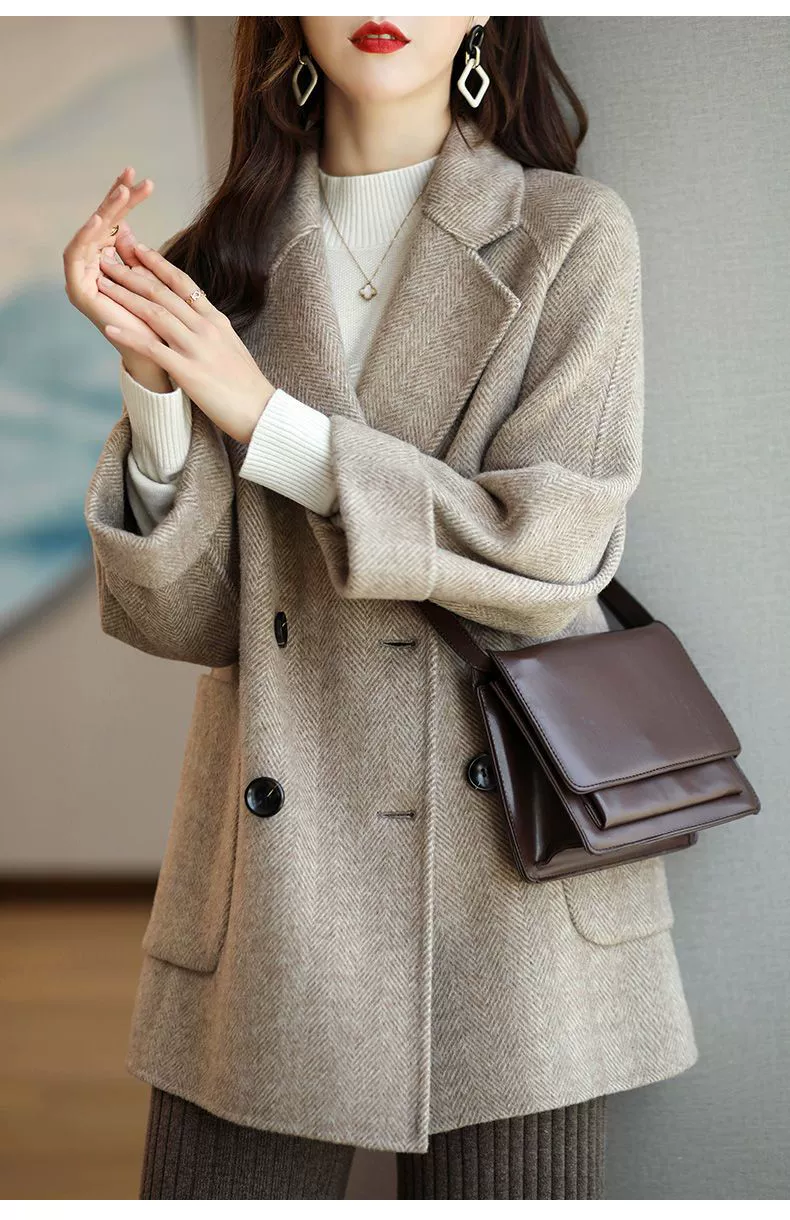 Demi‑season wool blend coat, fitted jacket, optional cotton lining, sizes M–XXXL (by catties)