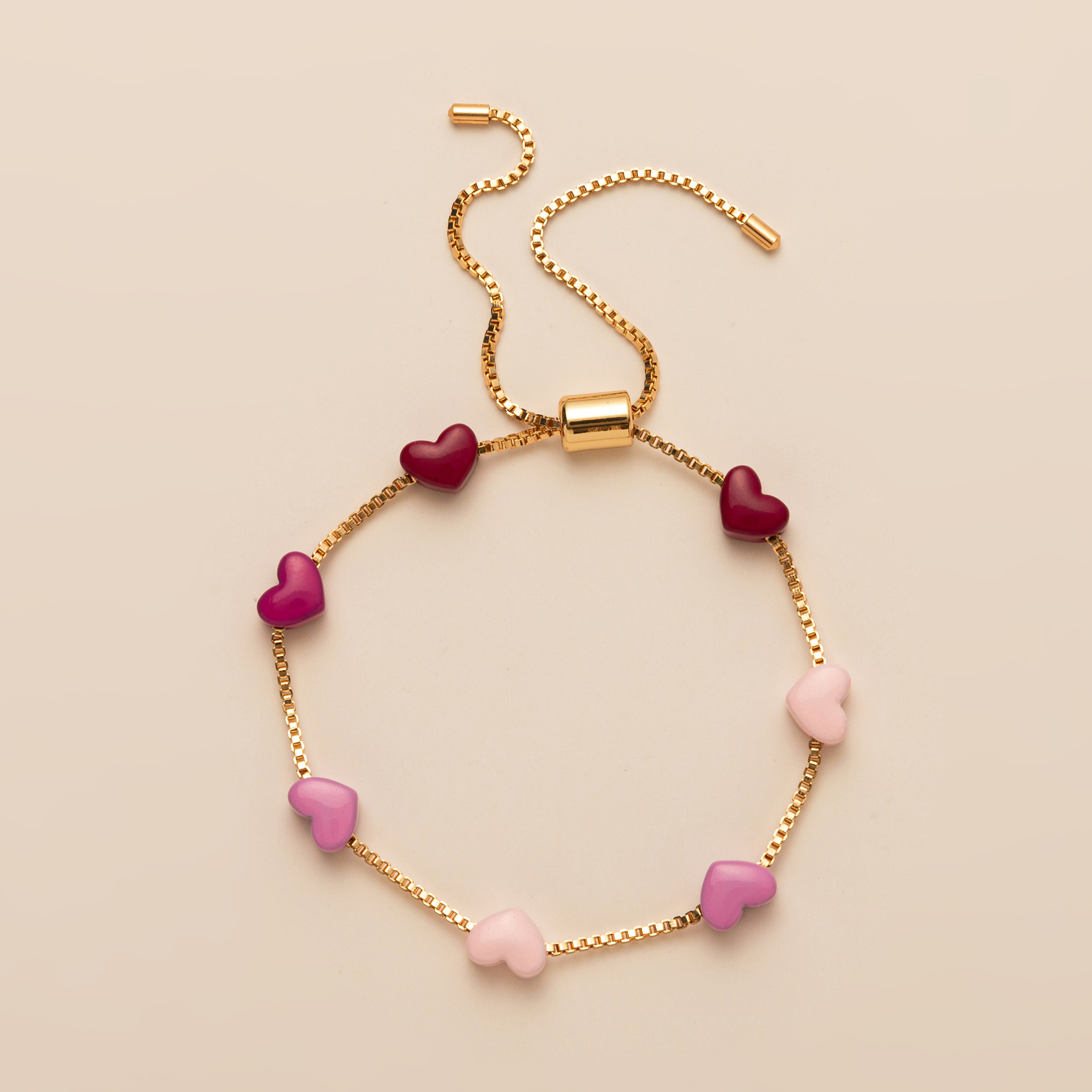 Pulsera corazón gradiente para mujer chapada en oro moda_voghion.com