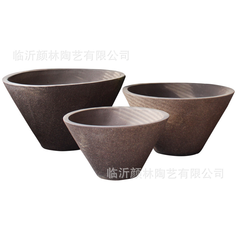 Flores de cuerno de boca gran maceta de cerámica gruesa combinación de paisaje gran diámetro mosaico gran maceta de paisaje gran maceta