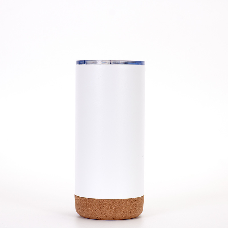 Nuevo 304 acero inoxidable doble vacío taza de aislamiento de corcho fondo taza de mango taza de agua de bambú fondo taza