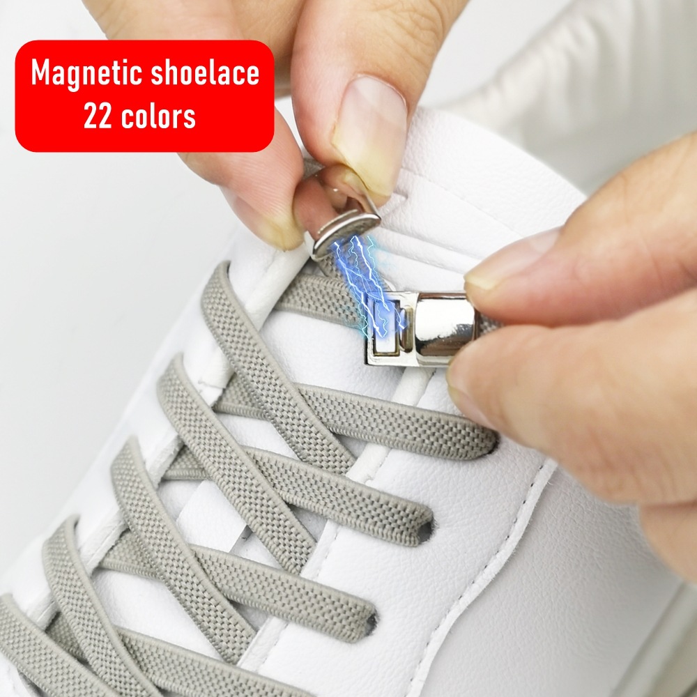 English picture 2Pcs Tonal Magnetic Buckle Shoelaces Elastic Laces