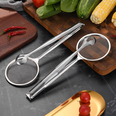 Stainless steel fried scoop kitchen oil skimmer powder sieve filtration screen fried oil scoop food oil scoop
