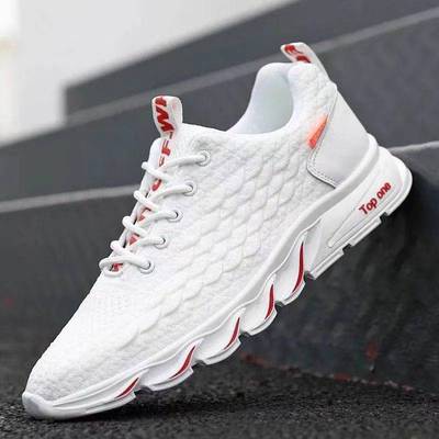 新款休閑運動飛織純色網面透氣舒適低幫輕便椰子鞋男鞋