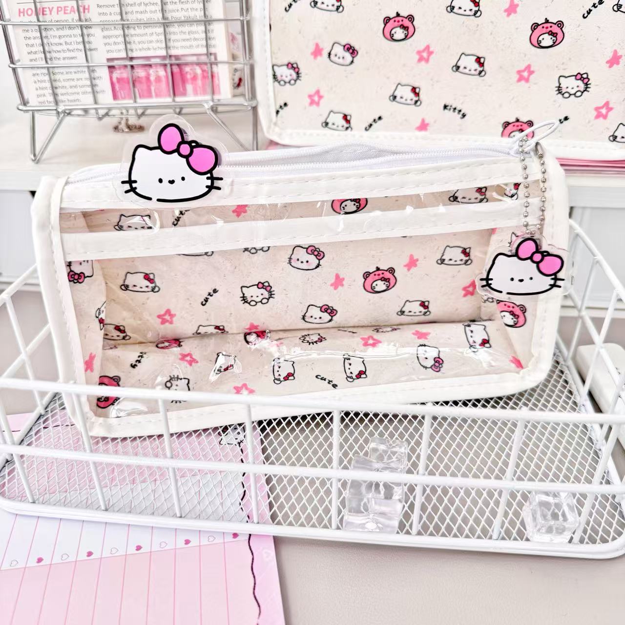 Splashed ink cartoon cat transparent pencil case (just a pencil case)