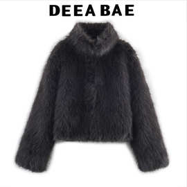 DEEABAE 秋季新品 女装 外贸百搭人造皮草效果短款外套 1255725
