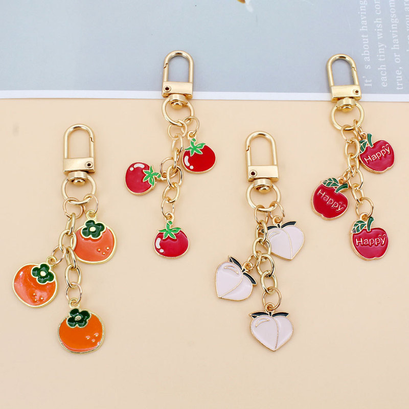Cross-border New Fruit Keychain Banana Apple Peach Hanging Buckle Girl Bag Decorative Pendant Jewelry Small Gift