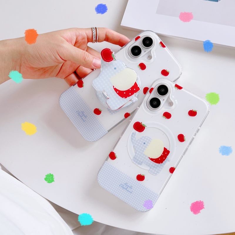 Divertido patrón de cuadros de dibujos animados azul Apple para iPhone16 funda para teléfono móvil 15ProMax magnético 14/13 nuevo 16Pro