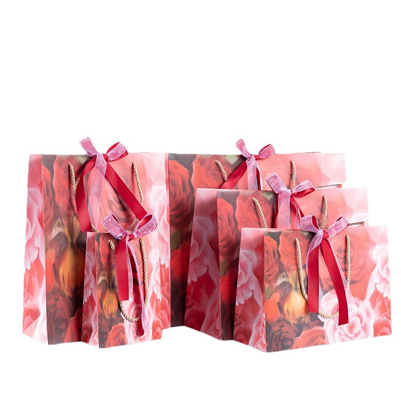 Bolsa de regalo de mano festiva roja bolsa de regalo de vacaciones tienda de ropa de mujer bolsa de compras bolso bolsa de papel