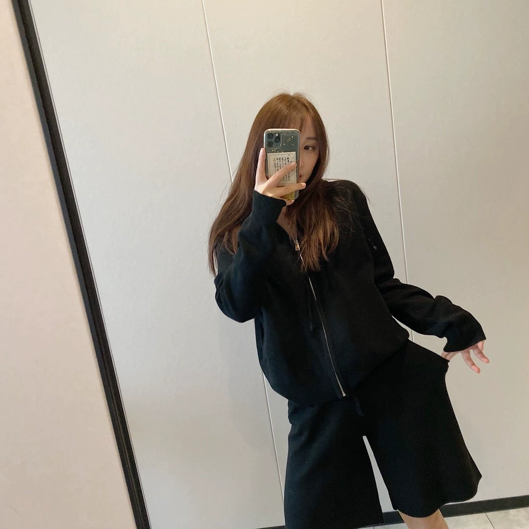 Не возвращает 8671 высококлассный ленивый костюм с капюшоном вязаный свитер шерстяной свободный шорты брюки Европа и США