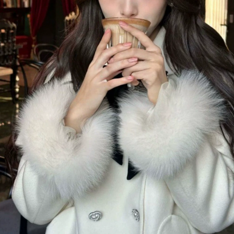 Winter velvet jacket, woolen coat, 2023, mid length