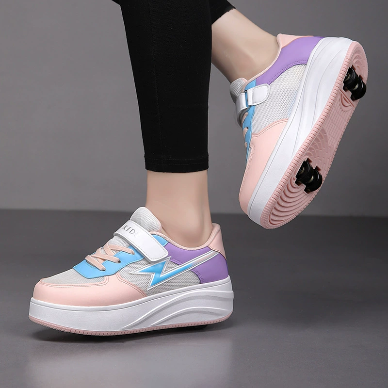Детские Heelys с 4 колёсами и подсветкой, светящиеся роликовые кроссовки для мальчиков и девочек, размеры 28–40