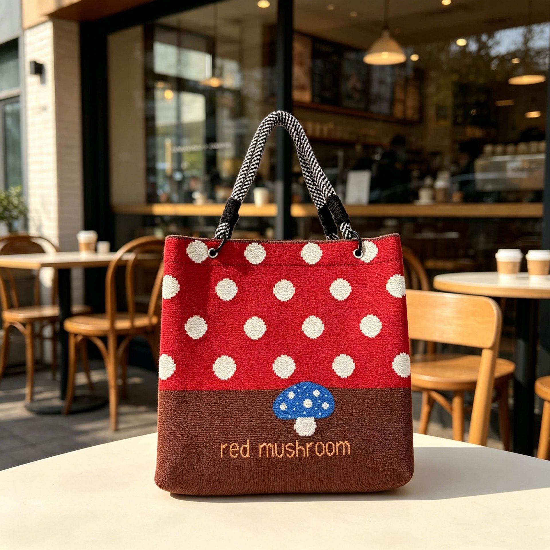 Cute Cartoon Knitted Tote Bag for Women, Niche Versatile Handbag, Large Capacity Commuting and Outing Storage Bag