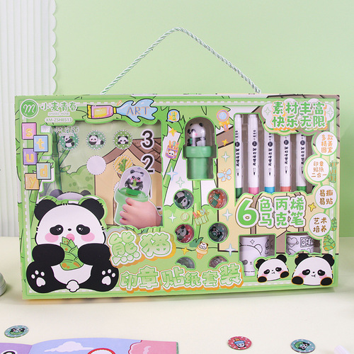 Cartoon Stamp Reward Sticker Set for Kids, Cute Cartoon Handwriting Diary Gift Box, Birthday Gift for Children