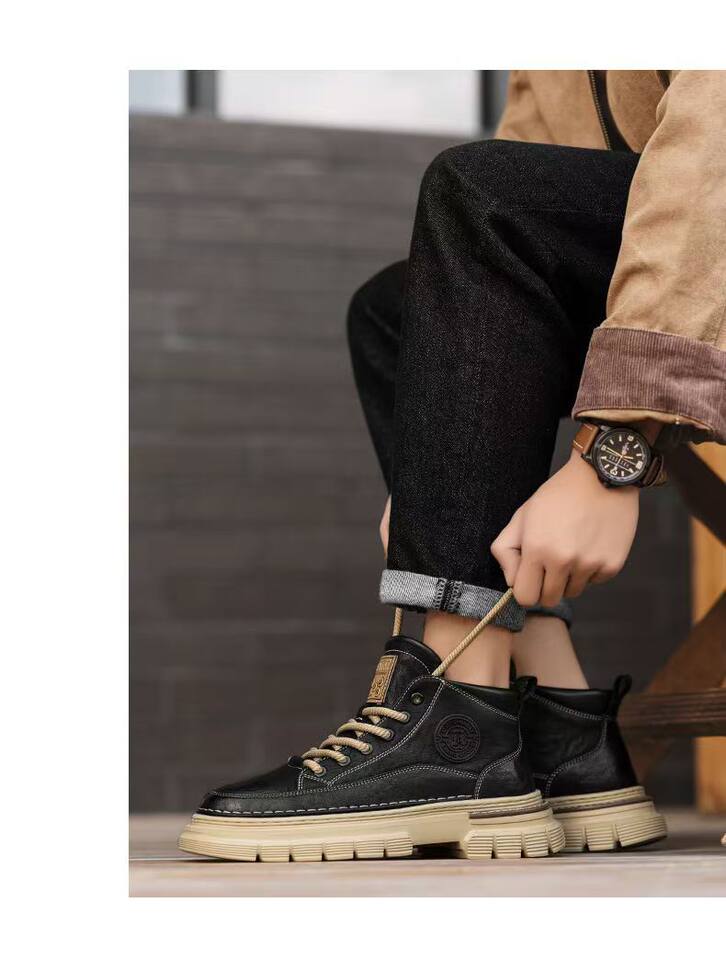 Giày bốt Martin nam cổ cao da thật phong cách Anh cổ điển, đế cao su chống trượt, gót thấp 1–3 cm — K391 lúa mì màu vàng, K391 màu đen, Màu cà phê K391 chi tiết 19