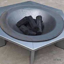 木炭烤火盆取暖家用户外冬季碳钢支架烧柴铸铁烤火炉老式农村大号