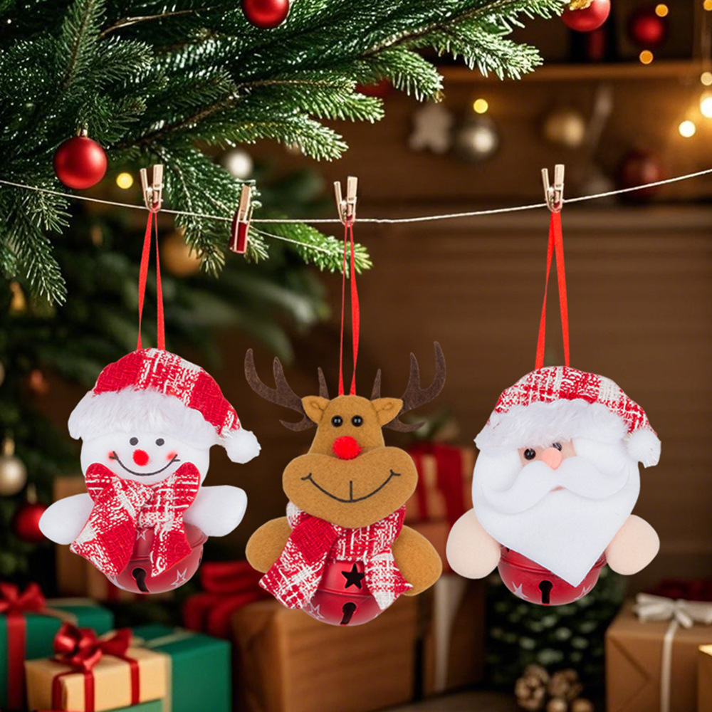 Cross-Border New Christmas Decorations Christmas Tree Ornaments Snowman Doll with Bell Small Pendant Christmas Bell Pendant