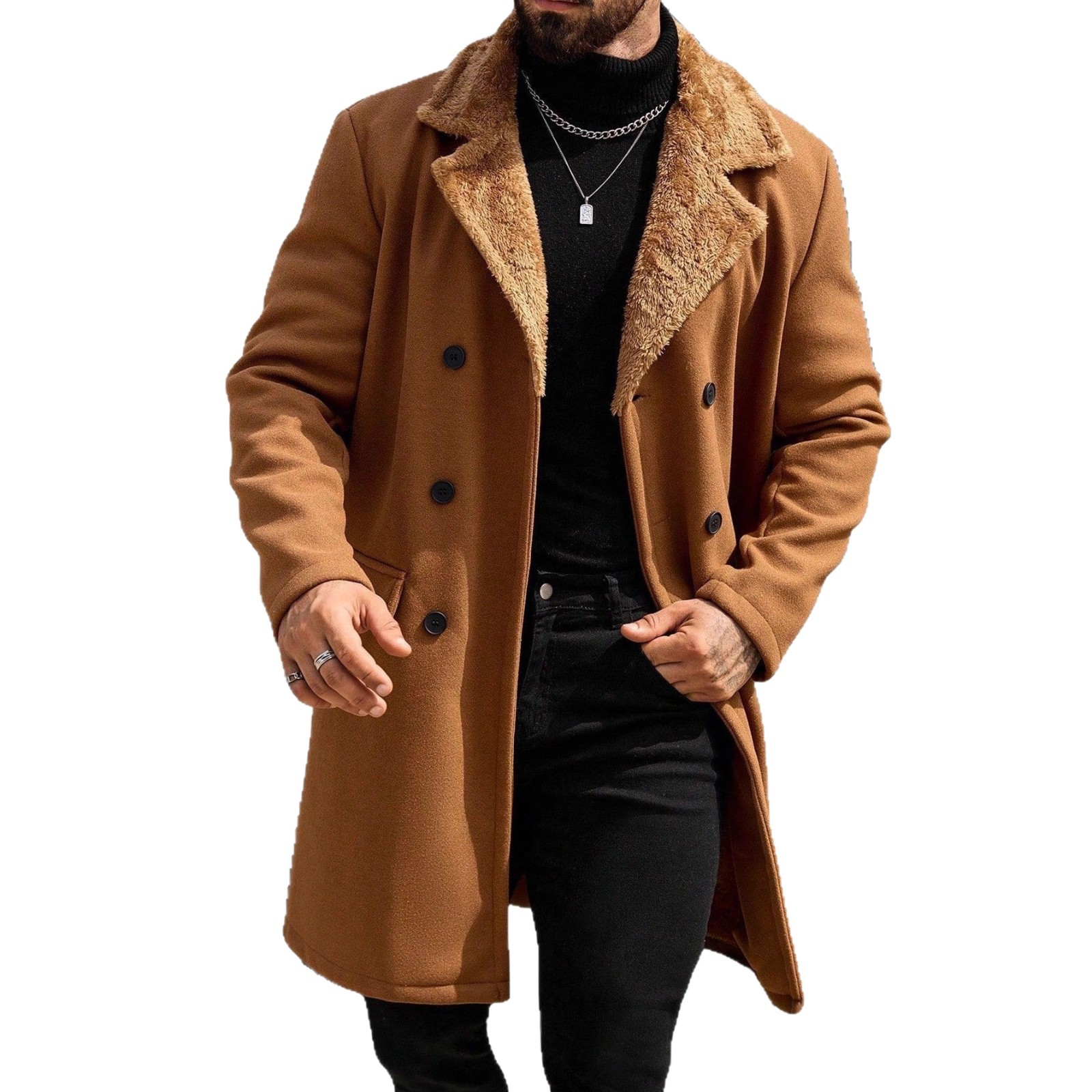 2025 Autumn/Winter Cross-Border European And American Men's Plush Coat Woolen Overcoat 240914_voghion.com